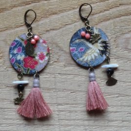 Boucles d’oreilles tissu japonais