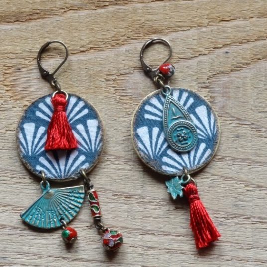 Boucles d'Orelles Asymétrques Frda Kahlo, Bjoux Bohèmes Hppe Chc Boucles d'Orelles Asymétrques Frda Kahlo, Bjoux Bohèmes Hppe Chc