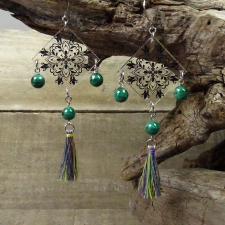 Boucles d’oreilles art déco et malachite (2)