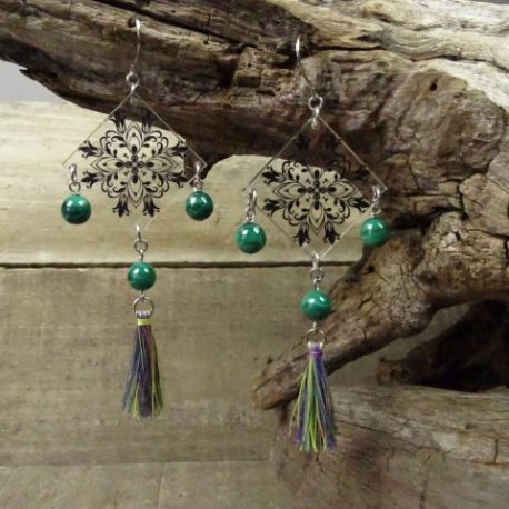 Boucles d’oreilles art déco et malachite (3)