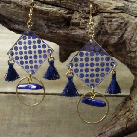 Boucles d’oreilles à pois et lapis-lazuli (4)