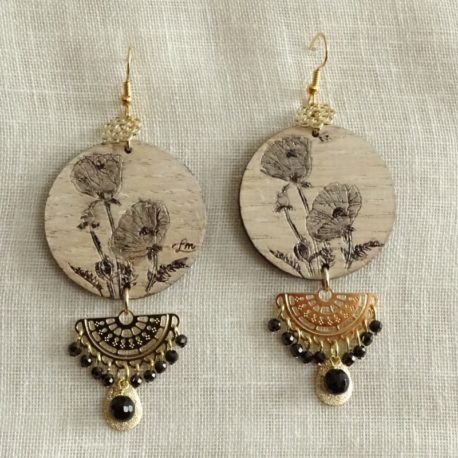 Boucles d’oreilles coquelicots noirs Lm bijoux