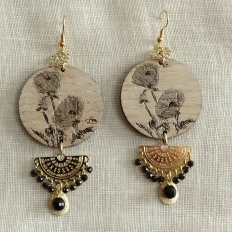 Boucles d’oreilles coquelicots noirs Lm bijoux (3)