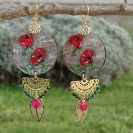 Boucles d’oreilles coquelicots et rubis