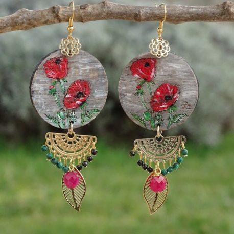 Boucles d’oreilles coquelicots et rubis Lm bijoux (2)