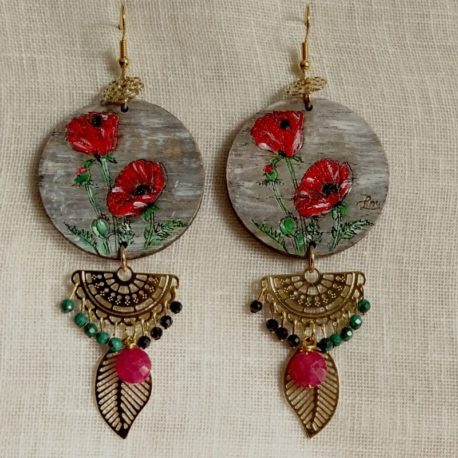 Boucles d’oreilles coquelicots et rubis Lm bijoux (2)