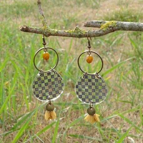 Boucles d’oreilles damier Lm bijoux (3)