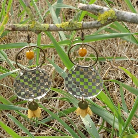 Boucles d’oreilles damier Lm bijoux