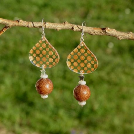 Boucles d’oreilles pois et galuchat (2)