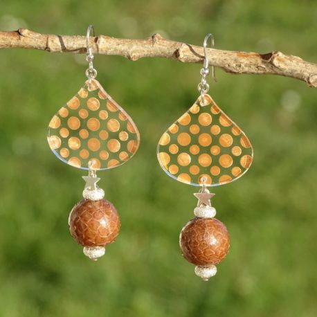 Boucles d’oreilles pois et galuchat (3)