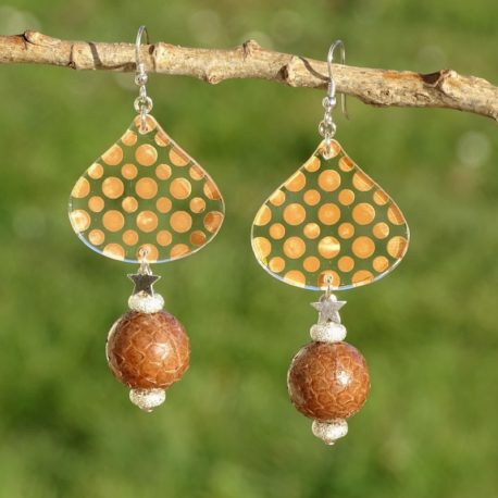 Boucles d’oreilles pois et galuchat