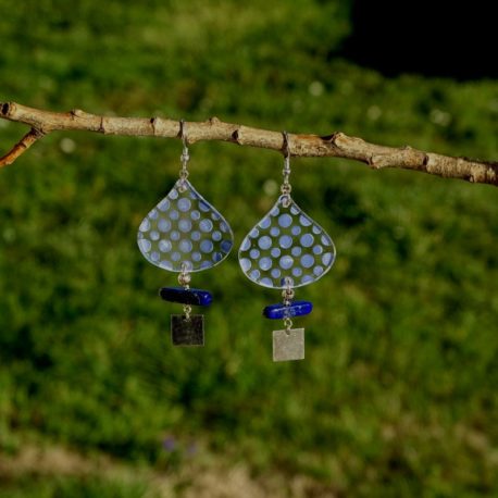 Boucles d’oreilles pois et lapis-lazuli (3)