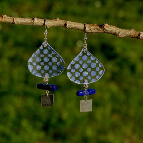 Boucles d’oreilles pois et lapis-lazuli (4)