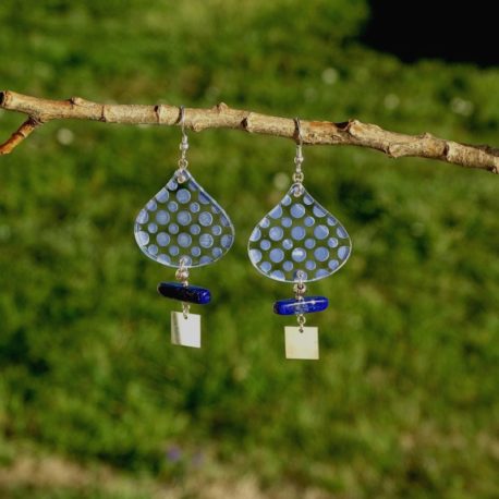 Boucles d’oreilles pois et lapis-lazuli