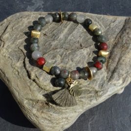 Bracelet agate multicolore et vermeil