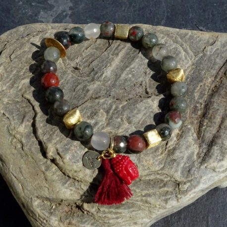 Bracelet agate gorgone et vermeil