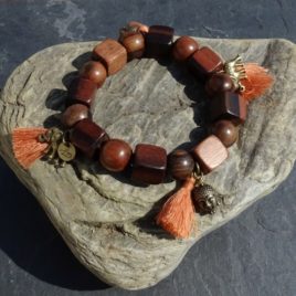 Bracelet cubes et perles en bois de kamagong