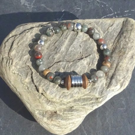 Bracelet homme agate et acier (2)