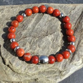 Bracelet homme jaspe rouge