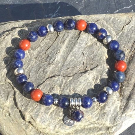 Bracelet homme sodalite jaspe rouge et acier (2)