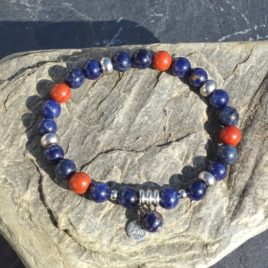 Bracelet homme sodalite et jaspe rouge