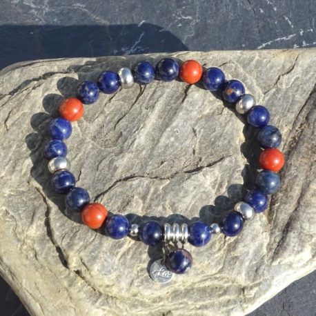 Bracelet homme sodalite jaspe rouge et acier (4)