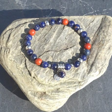 Bracelet homme sodalite jaspe rouge et acier