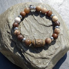 Bracelet homme jaspe brun-beige