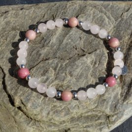 Bracelet quartz rose et rhodonite