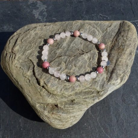 Bracelet quartz rose et rhodonite (3)
