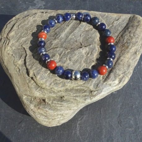 Bracelet sodalite jaspe rouge et acier (2)