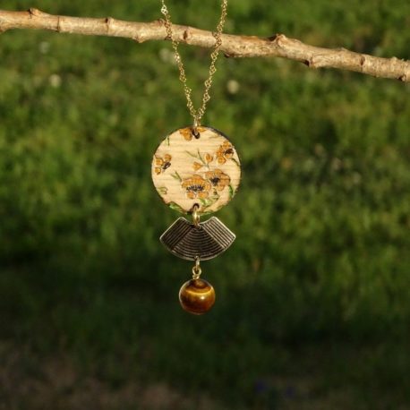 Collier fleurs de cerisier jaunes (3)