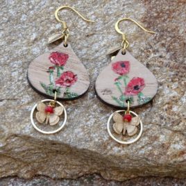 Boucles d’oreilles coquelicots et papillons