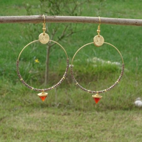 Boucles d’oreilles dorées à l’or fin cornaline (2)