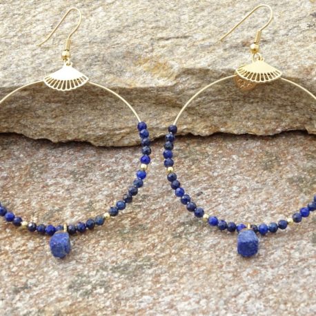 Boucles d’oreilles dorées à l’or fin lapis-lazuli (2)