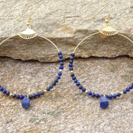 Boucles d’oreilles dorées à l’or fin lapis-lazuli (3)