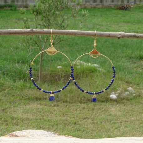 Boucles d’oreilles dorées à l’or fin lapis-lazuli (5)