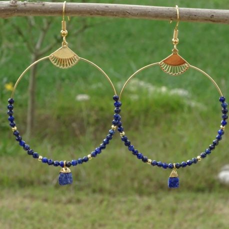 Boucles d’oreilles dorées à l’or fin lapis-lazuli (6)