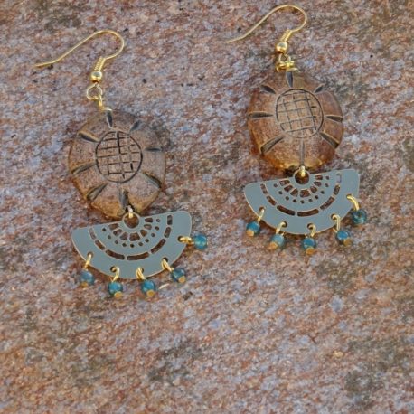 Boucles d’oreilles bois gravé (2)