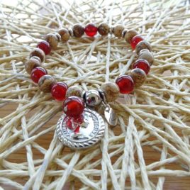 Bracelet cornaline foncée et jaspe paysagé