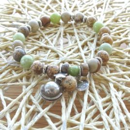 Bracelet jade et jaspe paysagé