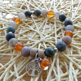 Bracelet agate mate et cornaline