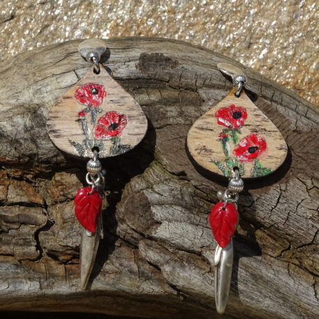 Boucles d’oreilles coquelicots et gorgone (2)