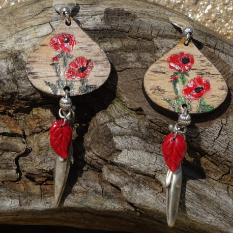 Boucles d’oreilles coquelicots et gorgone