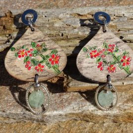 Boucles d’oreilles bouquet de fleurs et aigue-marine