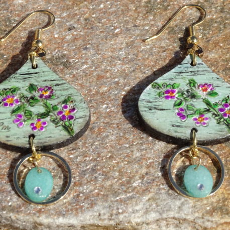 Boucles d’oreilles fleurs et jade (6)