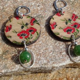 Boucles d’oreilles fleurs de cerisiers et jade