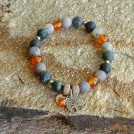 Bracelet agate mate et cornaline