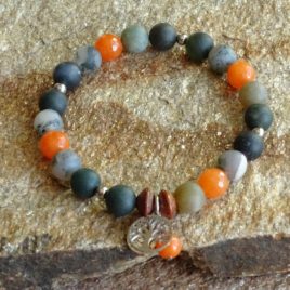 Bracelet agate mate et jade papaye