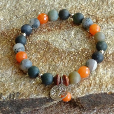 Bracelet agate et jade papaye (2)